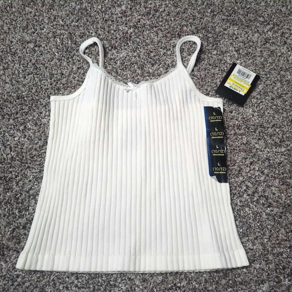 Art Class Girls Ribbed Crop Tank Top Ivory Size Large 10/12 Undershirt